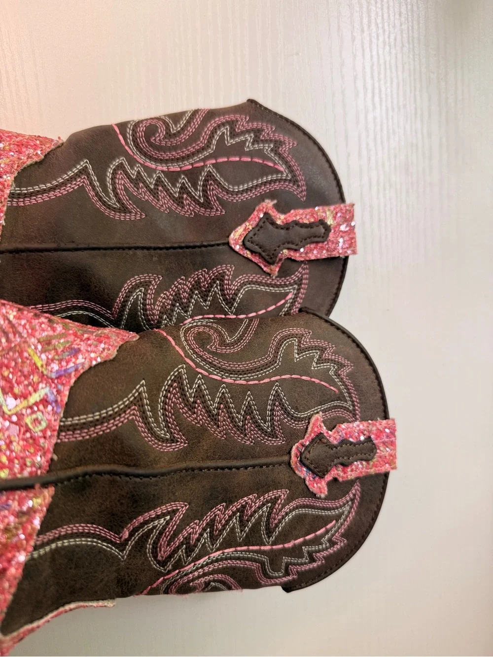Roper Toddler Pink Glitter Aztec Square Toe Boot